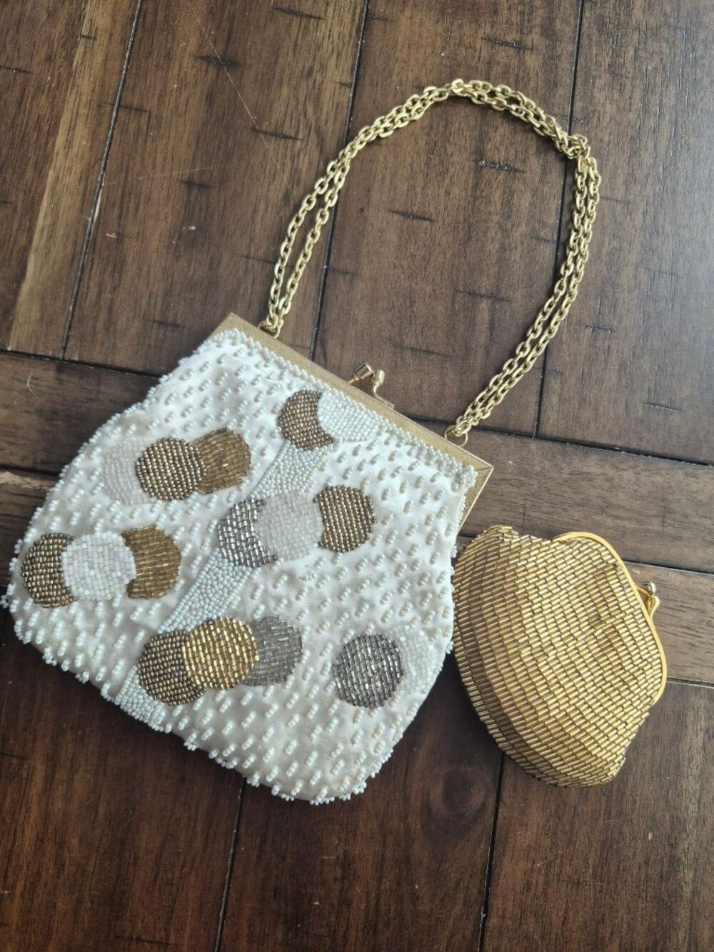 Vintage Beaded Clutch & Gold Coin Purse Set